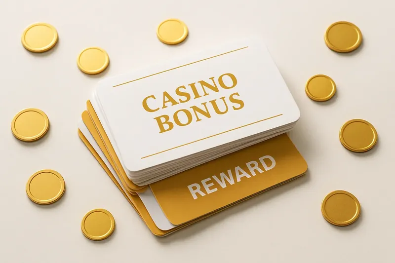 Stack of casino bonus vouchers and reward cards with gold coins